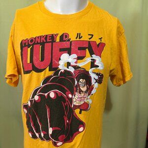 Monkey D. Luffy One Piece Ripple Junction Men's Yellow T Shirt Size Large Toei A